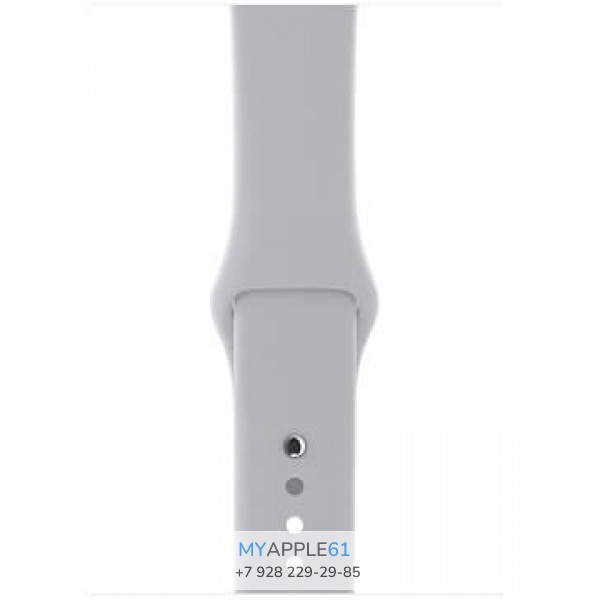 Apple Watch Series 3, 38 мм, Корпус из серебристого алюминия, спортивный ремешок дымчатого цвета